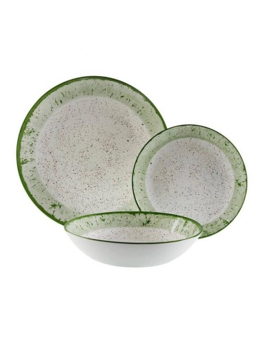 Vajilla porcelana 18 piezas blanco y...