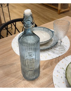 Botella agua cristal azul...