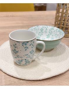 Taza porcelana turquesa y...