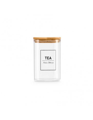 Bote cuadraro tapa bambú 1,2L Tea