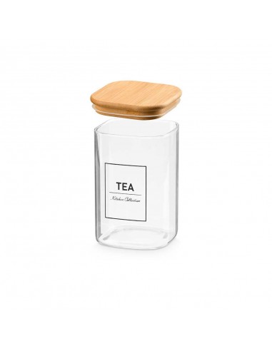 Bote cuadraro tapa bambú 1,2L Tea
