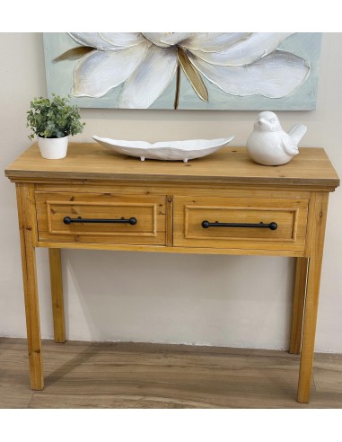 Consola de madera natural 2 cajones...