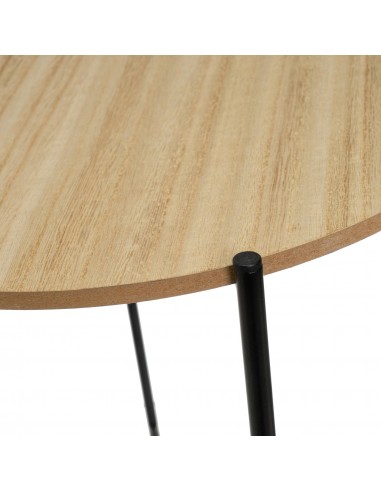 Mesa auxiliar redonda madera y metal...
