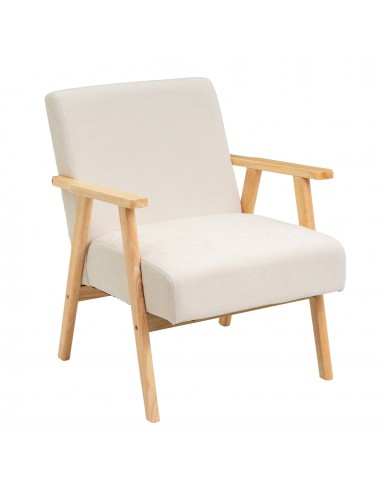 Sillón madera y tapizado beige Tames