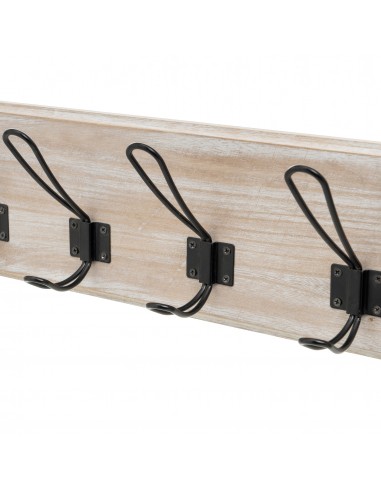 Perchero pared madera y metal negro...