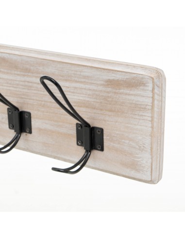 Perchero pared madera y metal negro...