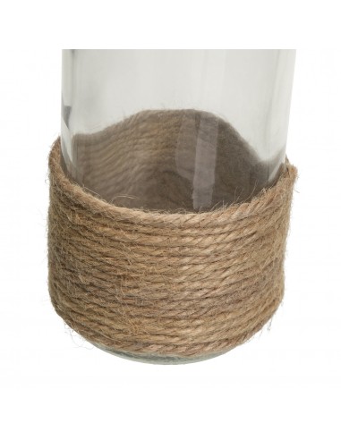 Botella decorativa vidrio yute 16cm Rovi