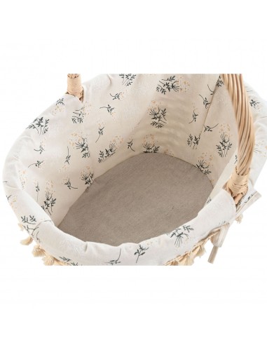 Cesta mimbre con forro floral y asa...