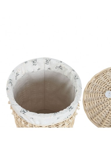 Cesto ropa mimbre con forro floral y...