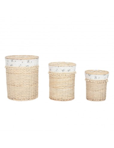 Cesto ropa mimbre con forro floral y...