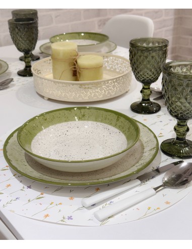 Vajilla porcelana 18 piezas blanco y...