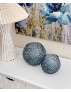 Portavelas de cristal azul... 2