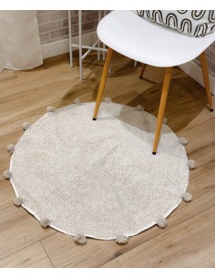 Alfombra redonda beige con...