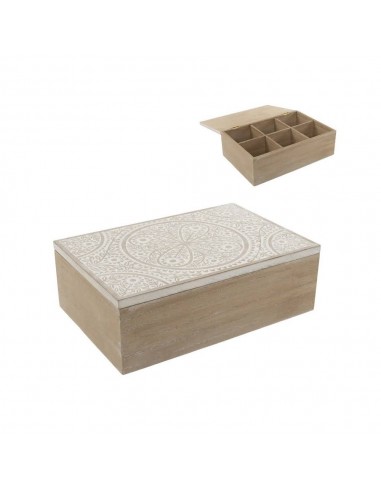 Caja madera tallada 6 compartimentos...