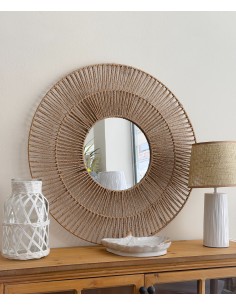 Espejo redondo rafia 70cm...
