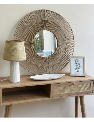 Espejo redondo rafia 70cm Mekele