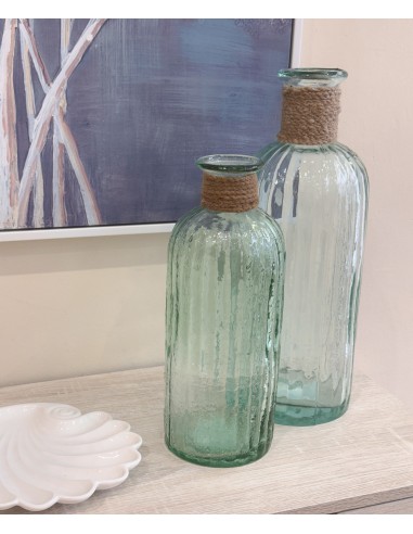 Jarrón botella cristal reciclado 28cm...