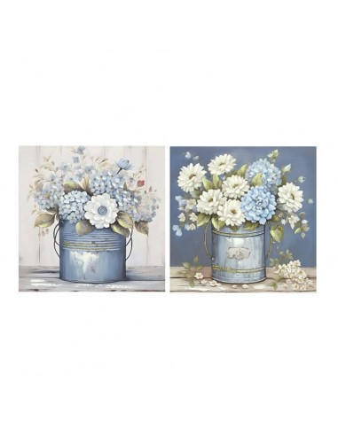 Cuadro lienzo cubo con flores 50x50cm