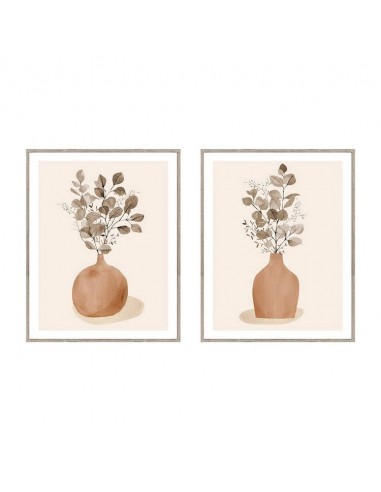 Cuadro marco madera jarrón ramas...