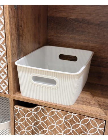Cesta organizadora blanca rayas 25cm