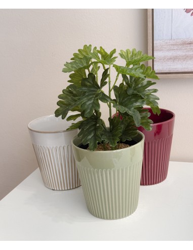 Macetero cerámica rayas Raden