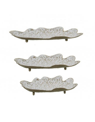 Bandeja decorativa metal blanco y...
