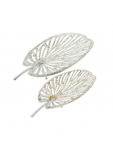 Bandeja decorativa metal blanco y...