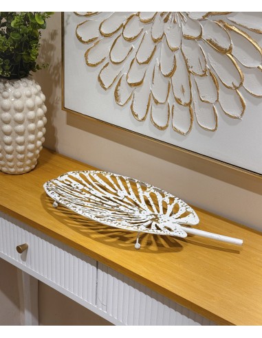 Bandeja decorativa metal blanco y...