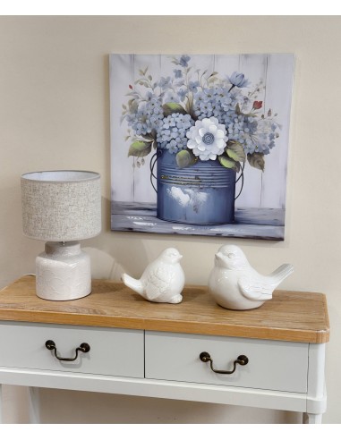 Figura gorrión cerámica blanco 24cm