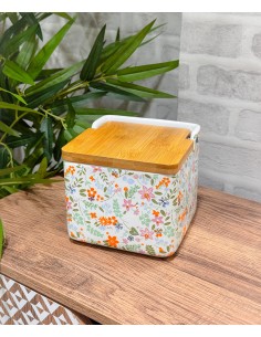 Salero cerámica floral tapa...