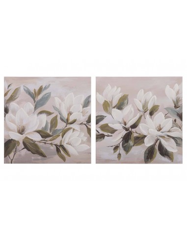 Cuadro lienzo flores blancas 60x60cm...