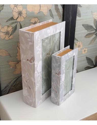 Caja libro decorativo aves y flores...