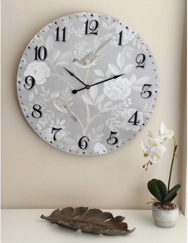 Reloj pared madera aves y flores Arden
