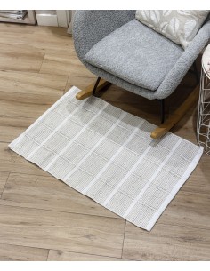 Alfombra cuadros beige 60x90cm