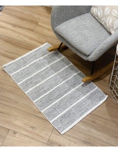 Alfombra cuadros gris 60x90cm