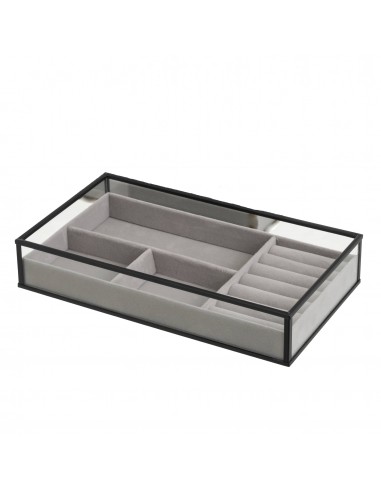 Joyero de cristal y metal con...