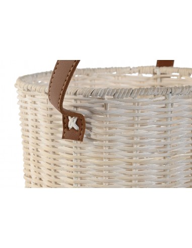 Farol portavela ratán blanco con asa...