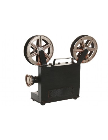 Reloj proyector metal negro Film