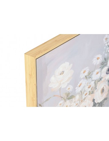 Cuadro lienzo flores jarrones marco...