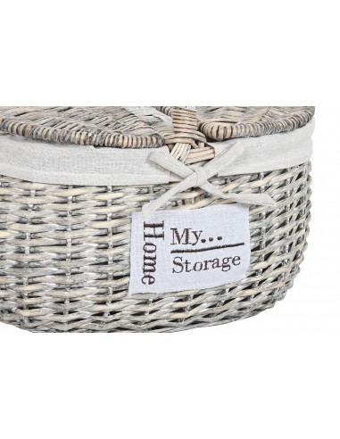 Cesta picnic mimbre blanco envejecido...