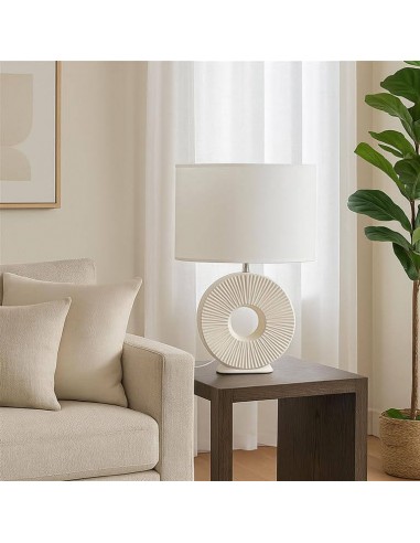 Lámpara de mesa cerámica blanca base...