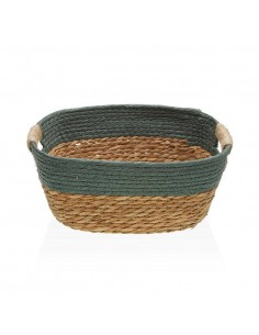 Cesta de fibra verde con asas 2