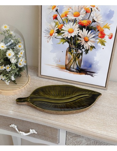 Bandeja decorativa hoja verde Amila