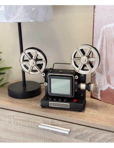 Reloj proyector metal negro Film