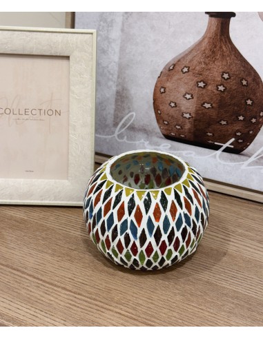 Portavelas cristal ovalado de colores