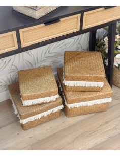 Cesta fibra con tapa y...