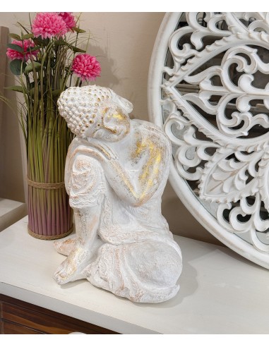 Figura decorativa buda sentado blanco...