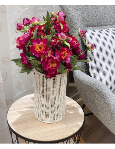 Farol portavela ratán blanco con asa...