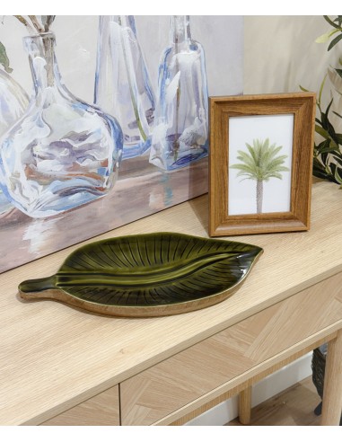 Bandeja decorativa hoja verde Amila