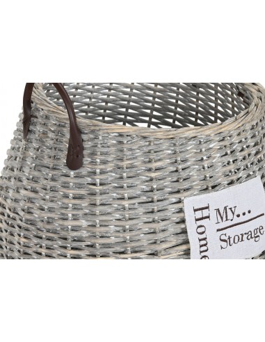 Cesta mimbre envejecido con asas Homy